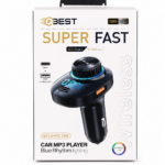 مشغل MP3 سيارة QBest QB209 بشحن سريع 30W وإضاءة Rainbow LED