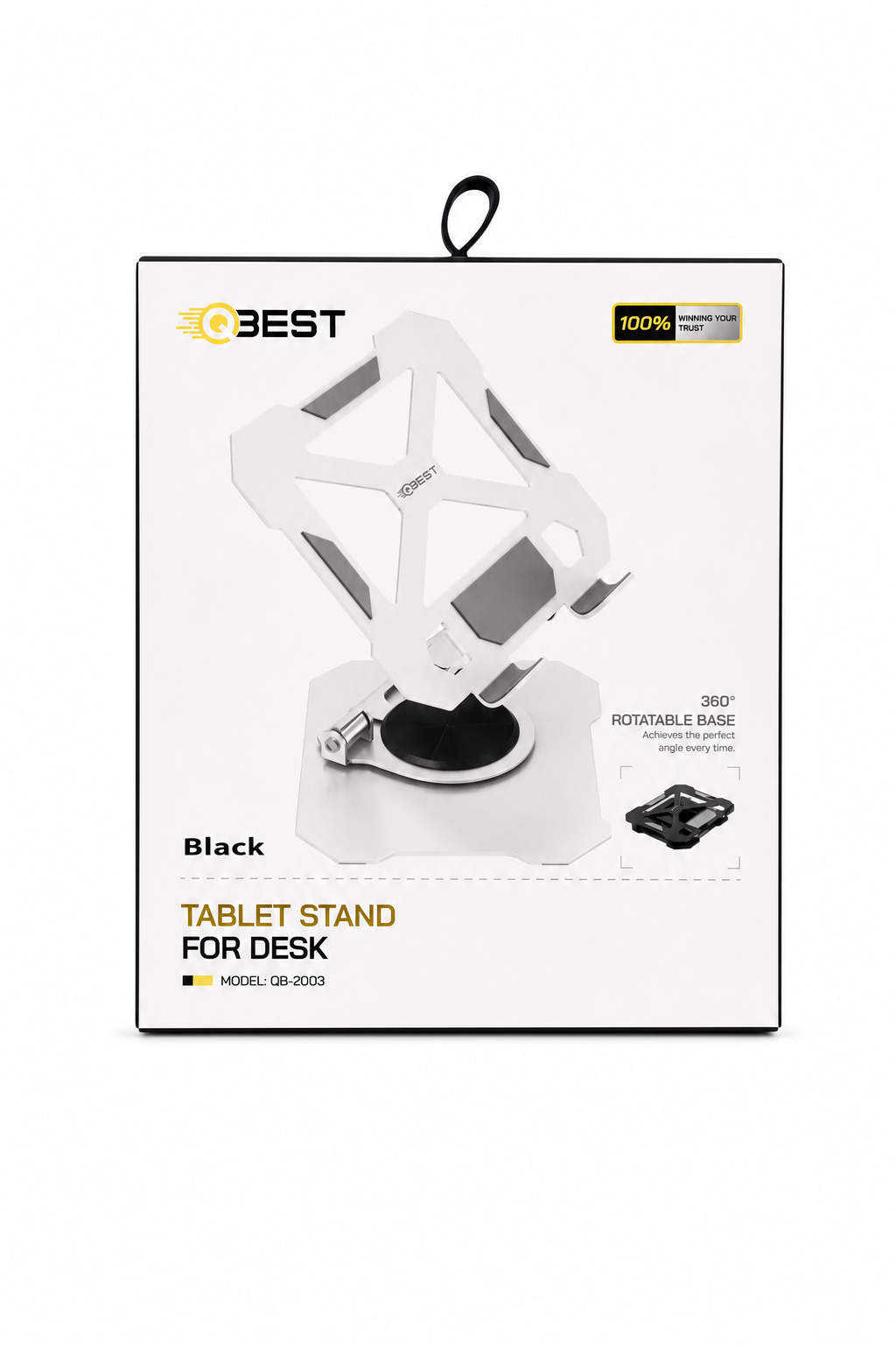 a6d833d1-a1ae-4cb7-83ec-f3e0554205fb.png حامل تابلت مكتبي QBest معدني بزاوية 360 درجة QB2003 - الصورة 1