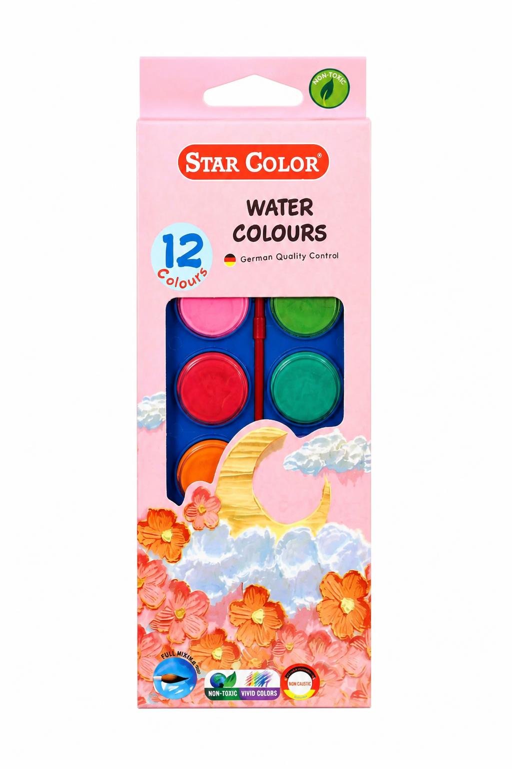ab738c4d-b4aa-43af-81c3-49708a1a7e87-2.jpg ألوان مائية حجرية Star Color 12 لون مع ريشة - موديل 9102 - الصورة 1
