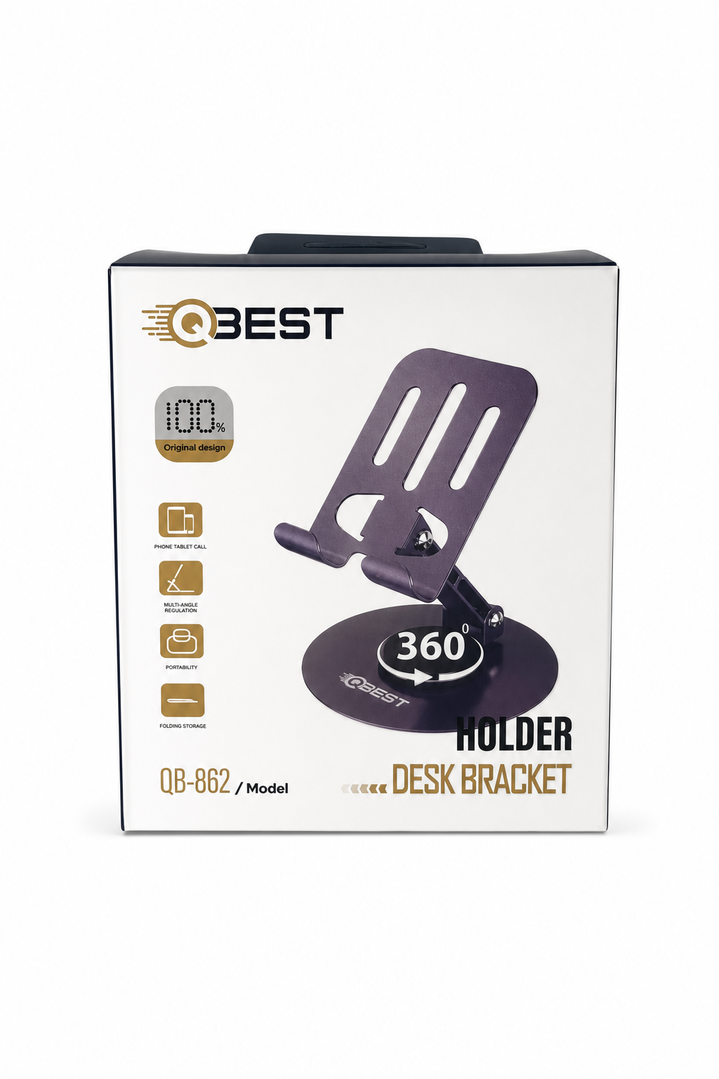 ac0db6d9-eff5-4446-b895-09ac1da3987f.png حامل هاتف مكتبي QBest بزاوية فتح 360 درجة QB862 - الصورة 1