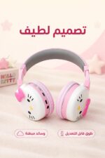 ⁦سماعة Hello Kitty وردية Bluetooth وكبل قابلة للشحن - 15757⁩ - الصورة ⁦4⁩