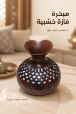 ⁦مبخرة عطرية فازة خشبية مثقبة موديل 2492236⁩ - الصورة ⁦2⁩
