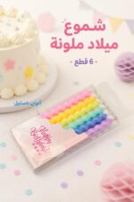⁦شموع كيك عيد ميلاد محيزة 6 قطع بألوان باستيل - 14755⁩ - الصورة ⁦2⁩