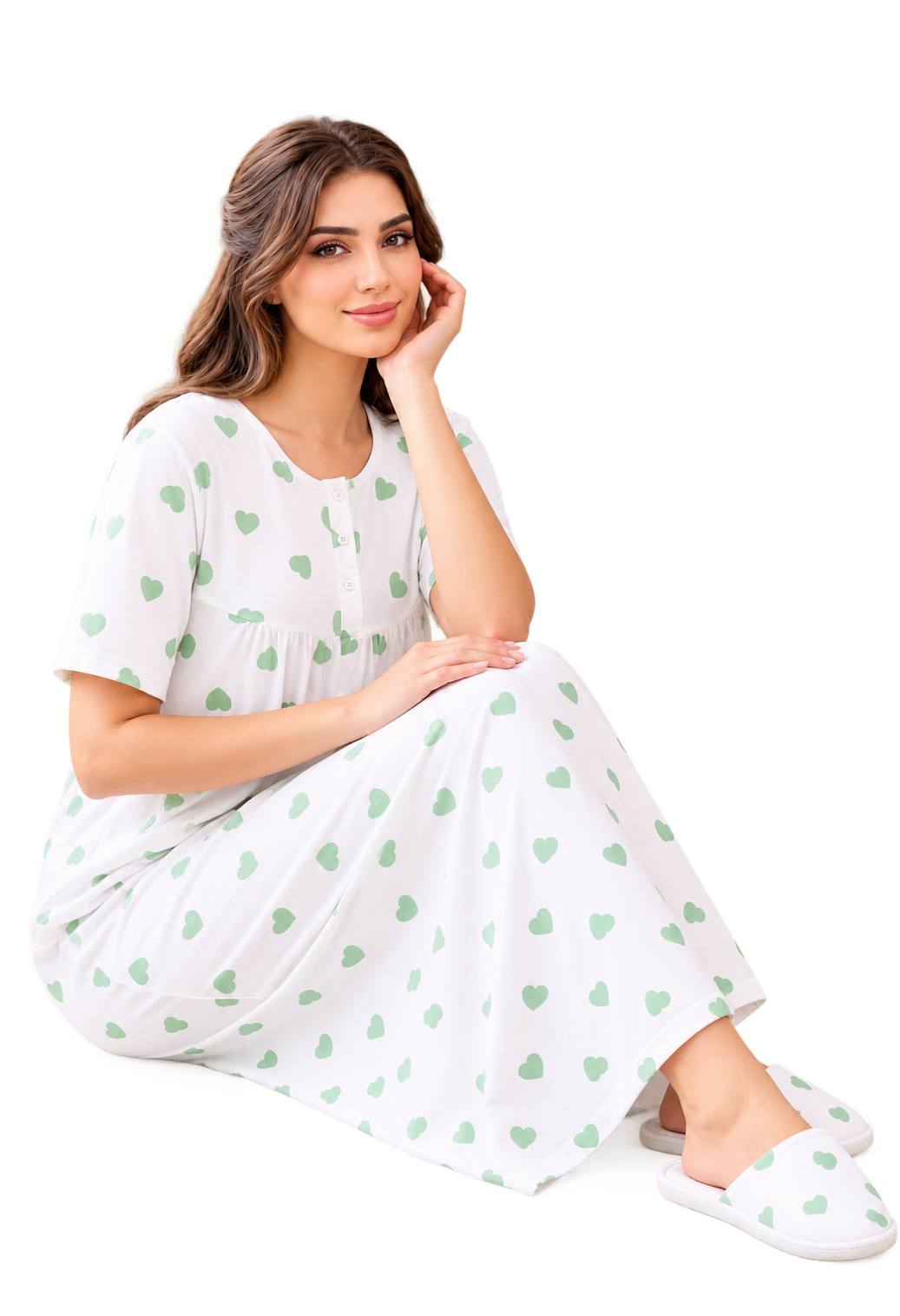 dfbaf97f-679b-48b6-b36a-e09872b5b86a قميص نوم نسائي Soula بنقشة القلوب – بوليستر 100% - الصورة 1
