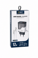 شاحن USB QBest 12 واط مع دارة حماية وكابلين Micro QB38
