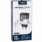شاحن USB QBest 12 واط مع دارة حماية وكابلين Micro QB38