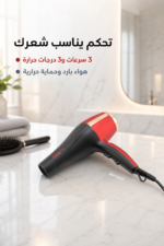 ⁦مجفف شعر DSP 30393 بقوة 1600W و3 سرعات - أحمر⁩ - الصورة ⁦3⁩