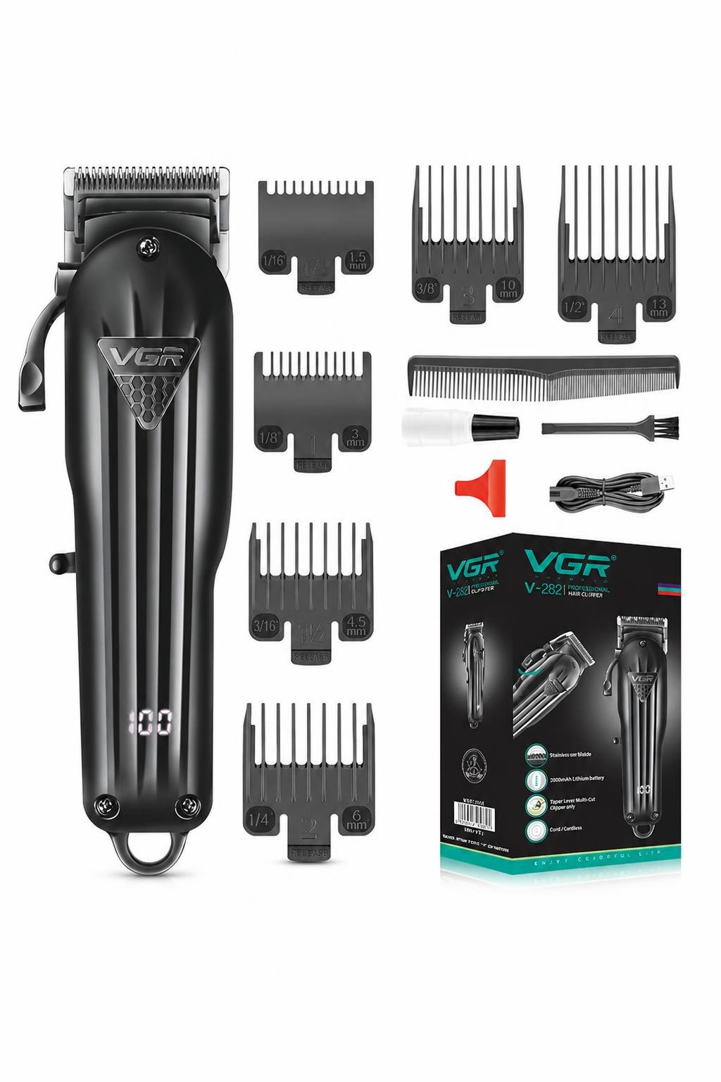 ecffb455-10be-434b-96e4-b4cdfd9938e1.jpg ماكينة حلاقة VGR V-282 لاسلكية 200 دقيقة بشاشة LED - الصورة 1
