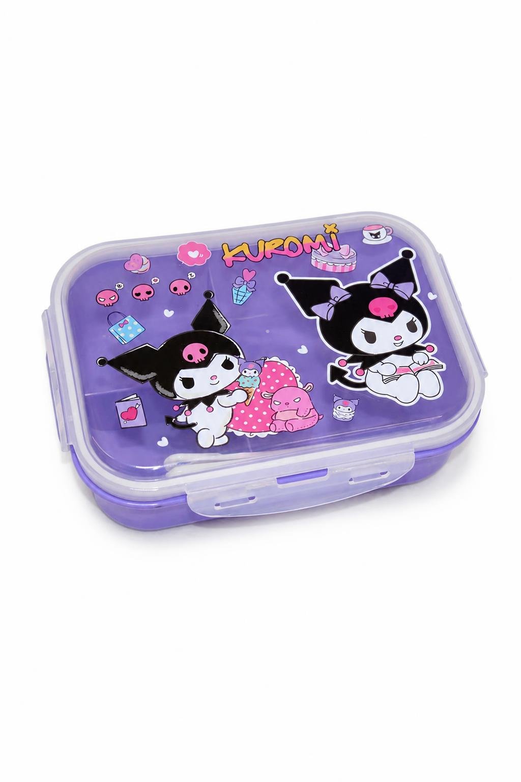 efe724da-c240-4f21-ab25-e77c9198b5a1.jpg حافظة طعام بلاستيكية بنفسجية بتصميم Kuromi - موديل 3063476 - الصورة 1