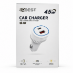شاحن سيارة QBest بقوة 45W ومنفذي USB وType-C موديل QB13F