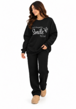 ⁦كنزة نسائية Soula بقبة ريب وطبعة Smile – تصميم كاجوال مريح⁩ - الصورة ⁦8⁩