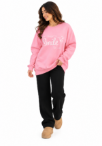 ⁦كنزة نسائية Soula بقبة ريب وطبعة Smile – تصميم كاجوال مريح⁩ - الصورة ⁦4⁩