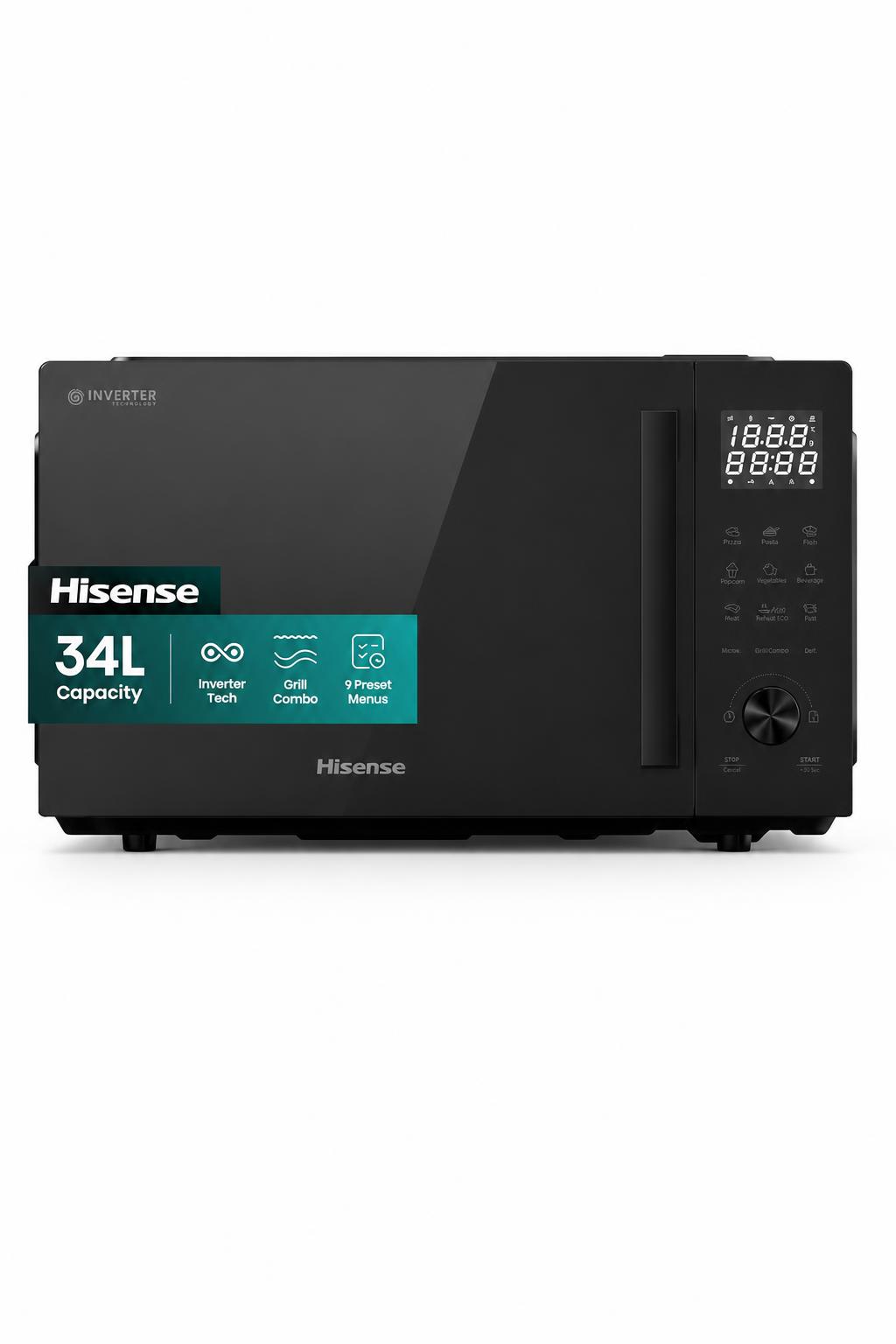 0019e487-4d09-4b36-8c5b-6aa53a0a6e98.jpg ميكروويف Hisense 34 لتر مع شواية وتقنية Inverter H34MOBS10HG - الصورة 1
