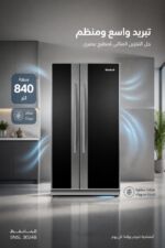 ⁦ثلاجة الحافظ Side By Side No Frost سعة 840 لتر لون فضي باب أسود⁩ - الصورة ⁦2⁩