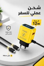 ⁦شاحن QBEST QB67 بقدرة 12W مع 2 كابل Micro⁩ - الصورة ⁦2⁩