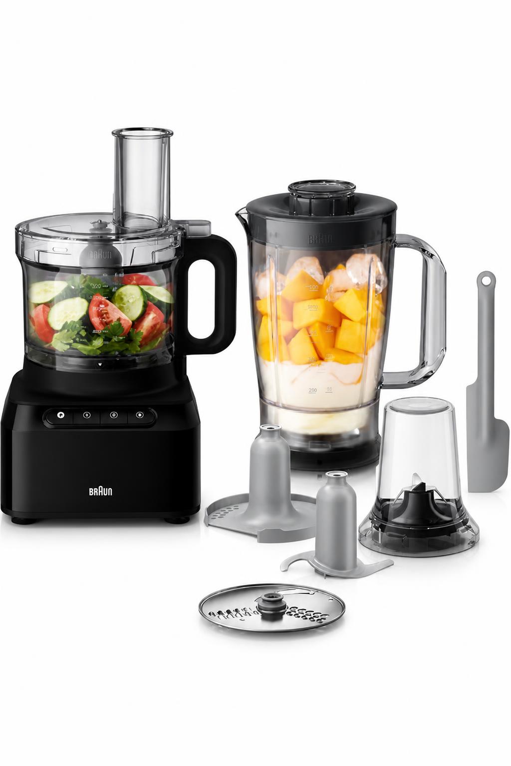 2e666796-b62e-47a8-9233-a223c0393e08.jpg محضر طعام Braun PureEase FP3132BK بقدرة 800Watts مع خلاط - الصورة 1