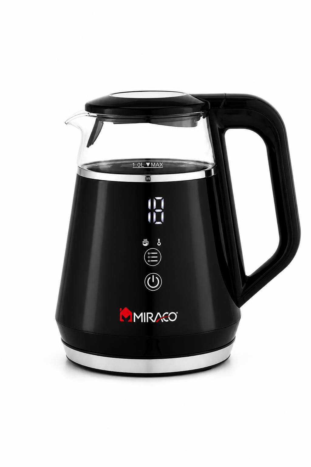 389c5f13-50a8-4923-a309-154c155c2d69.jpg غلاية كهربائية Miraco AK-1102 زجاجية رقمية 1 لتر - الصورة 1