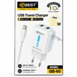 شاحن QBEST QB60 بقدرة 12W مع 3 منافذ وكابل Micro