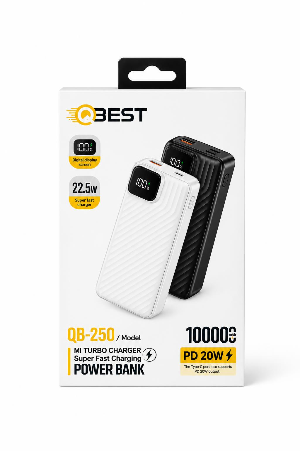 72e1281e-f29b-4a46-8259-cfdf91b0c3cd.jpg باور بنك QBEST QB-250 بسعة 10000 mAh وشحن سريع 22.5W - الصورة 1