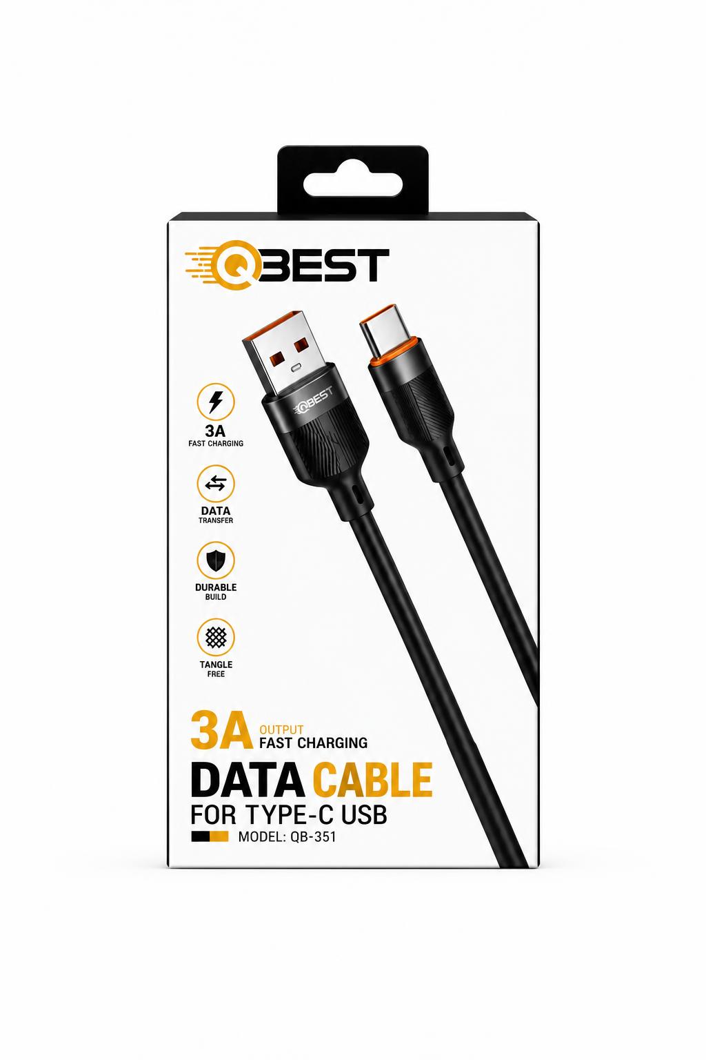 82cd40d6-0324-4852-b5a3-0b42cd931fee.jpg كيبل بيانات QBEST QB-351 USB إلى Type-C شحن سريع 3A - الصورة 1