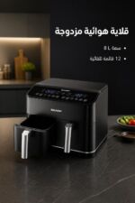 ⁦قلاية هوائية SHARP بسعة 8 لتر و 2 دروج KF-DF80RT-K3⁩ - الصورة ⁦2⁩