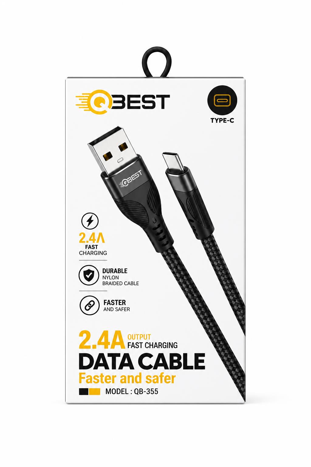d5a325e3-224b-44bf-b2dc-9f25e1fc3bbb.jpg كيبل QBEST QB-355 USB إلى Type-C قماشي 2.4A - الصورة 1