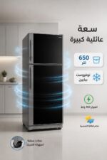 ⁦براد الحافظ TNSL 2311B بابين نوفروست بسعة 650 لتر لون فضي باب أسود⁩ - الصورة ⁦2⁩
