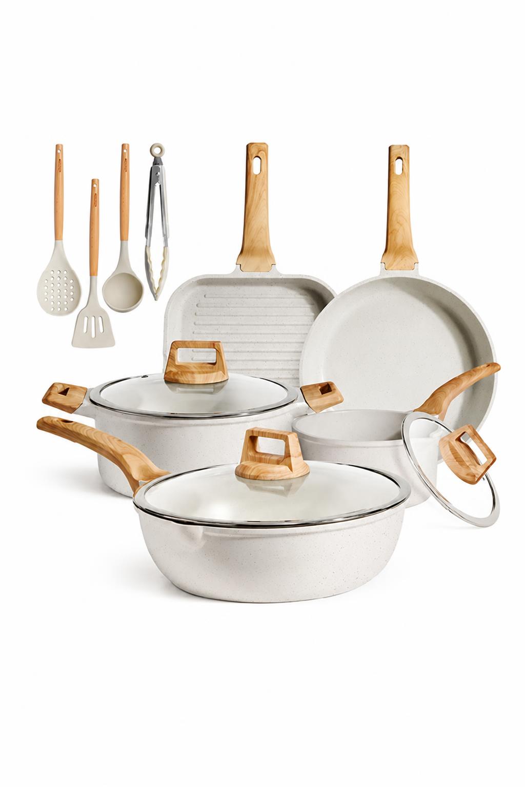 fa4ba6d1-b299-4236-957f-d05ec15f8746.jpg طقم أواني Cook Lovers TZ13 رخامي غير لاصق 13 قطعة - الصورة 1